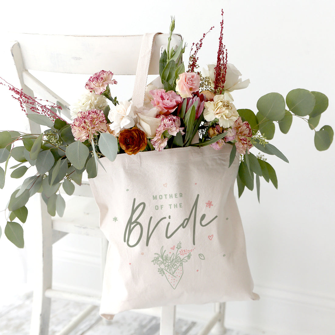 Floral Mother of the Bride Wedding Cotton Canvas Tote Bag from The Cotton & Canvas Co.
