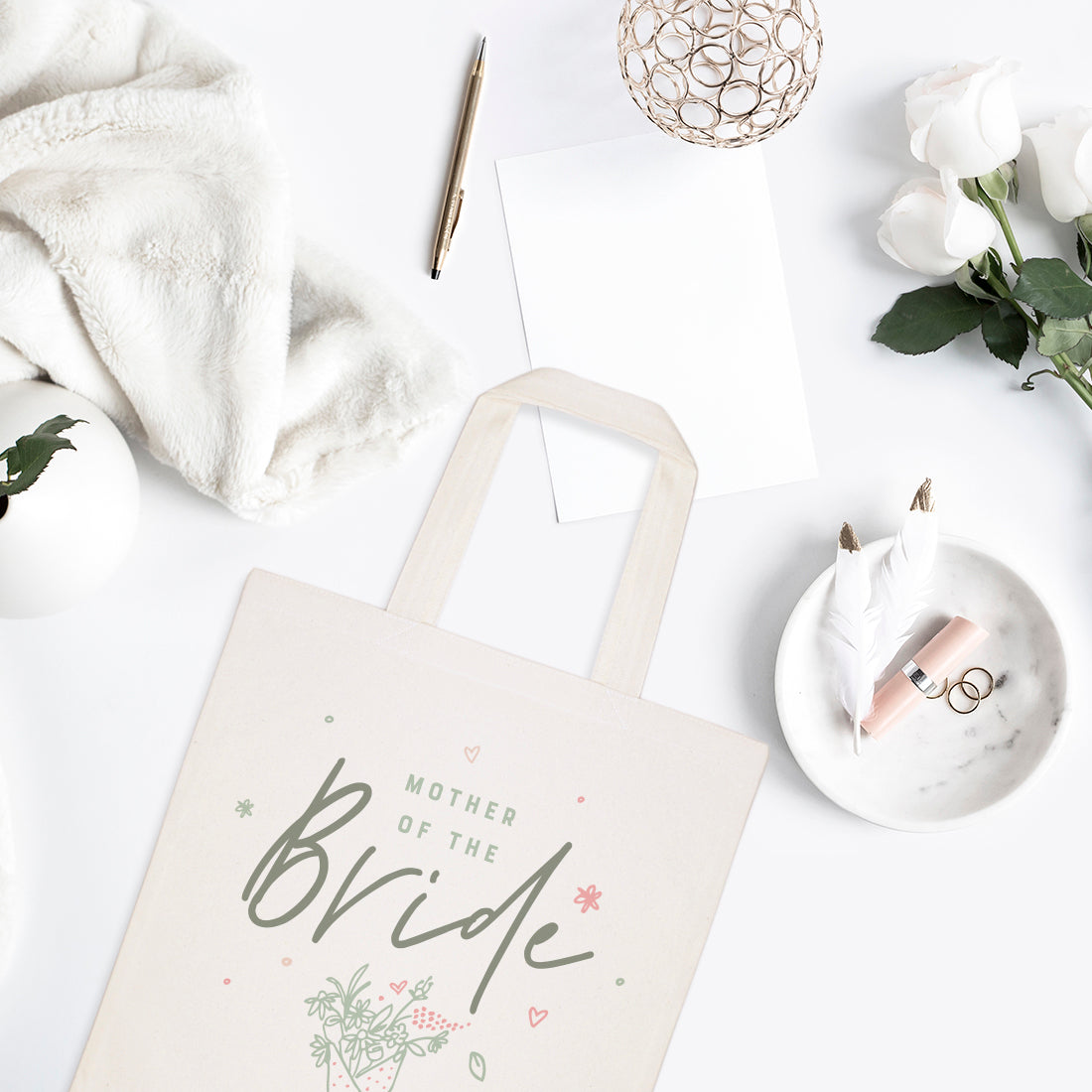 Floral Mother of the Bride Wedding Cotton Canvas Tote Bag from The Cotton & Canvas Co.