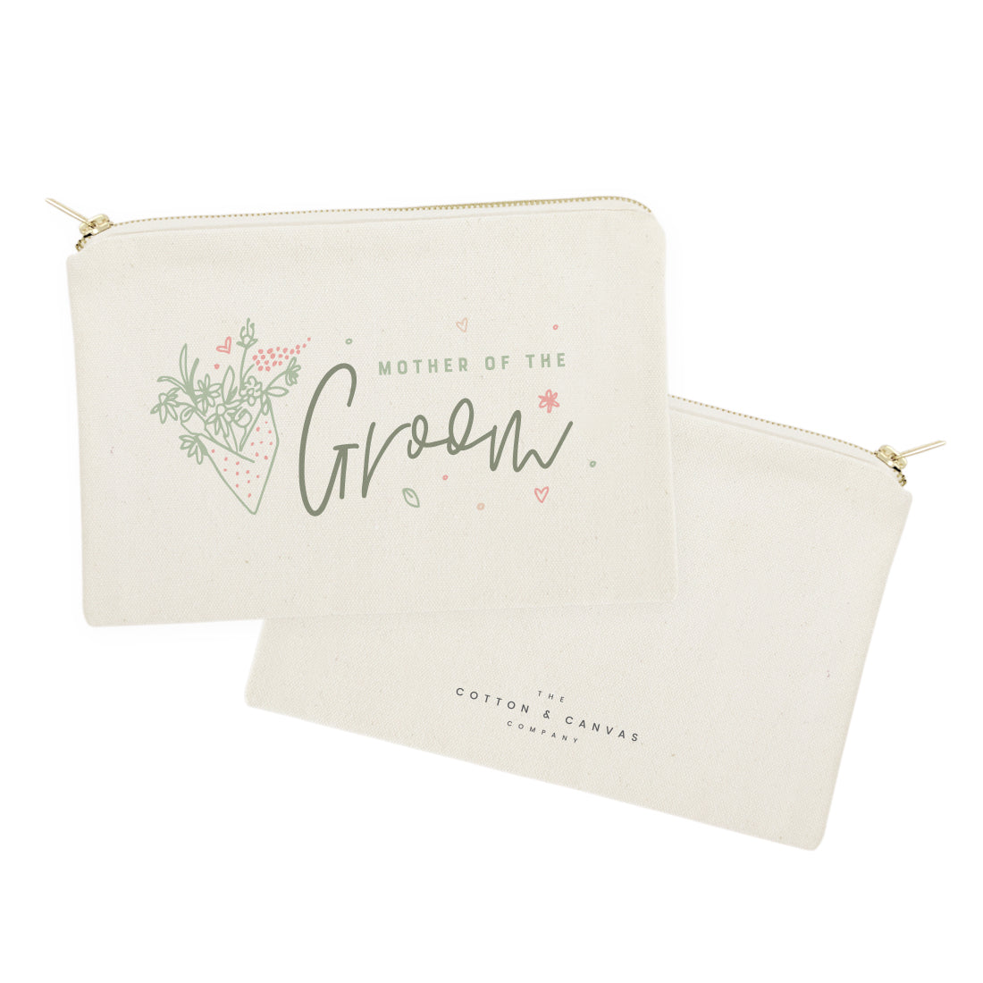Floral Mother of the Groom Cotton Canvas Cosmetic Bag from The Cotton & Canvas Co.