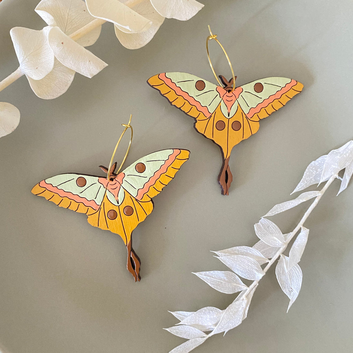 70s Moth Hoops from LE CHIC MIAMI