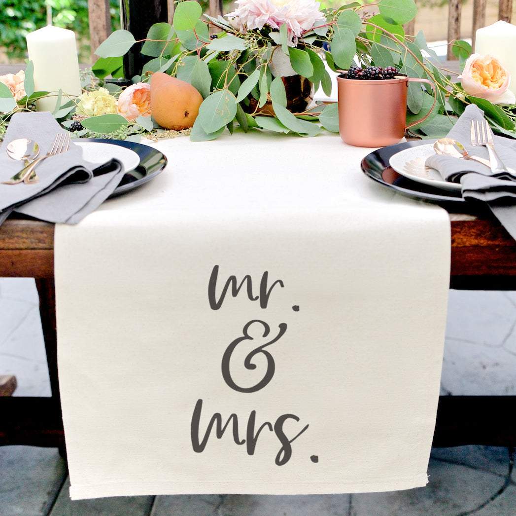 Mr. & Mrs. Cotton Canvas Table Runner from The Cotton & Canvas Co.