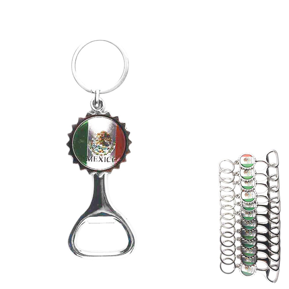 12PCS - Mexico Flag Printed Bottle Opener Keychains from Madeline Love