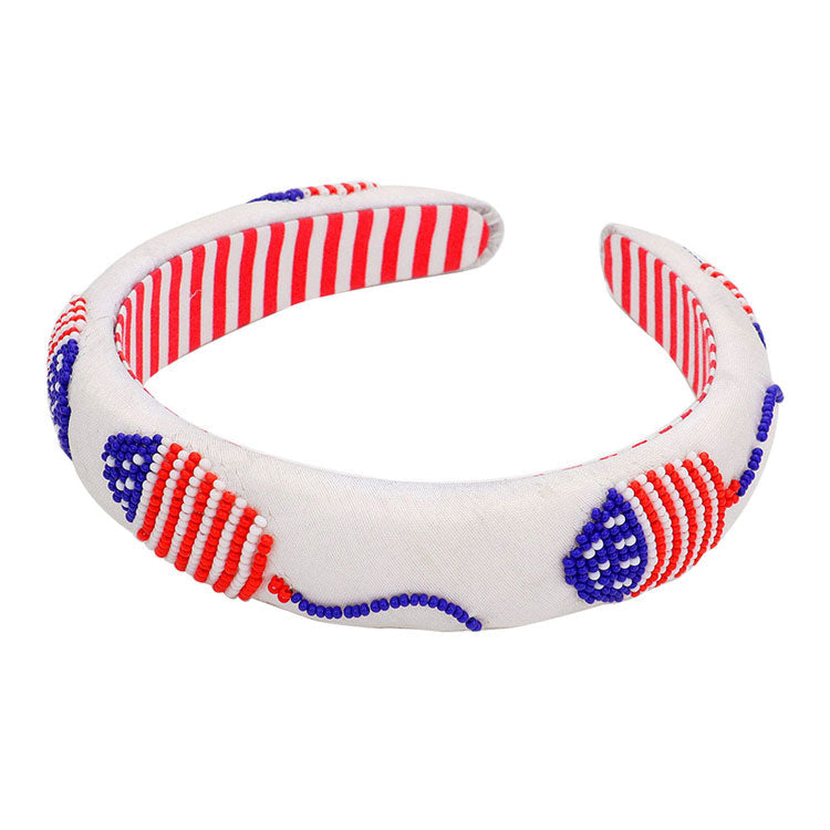 American USA Flag Beaded Headband from Madeline Love