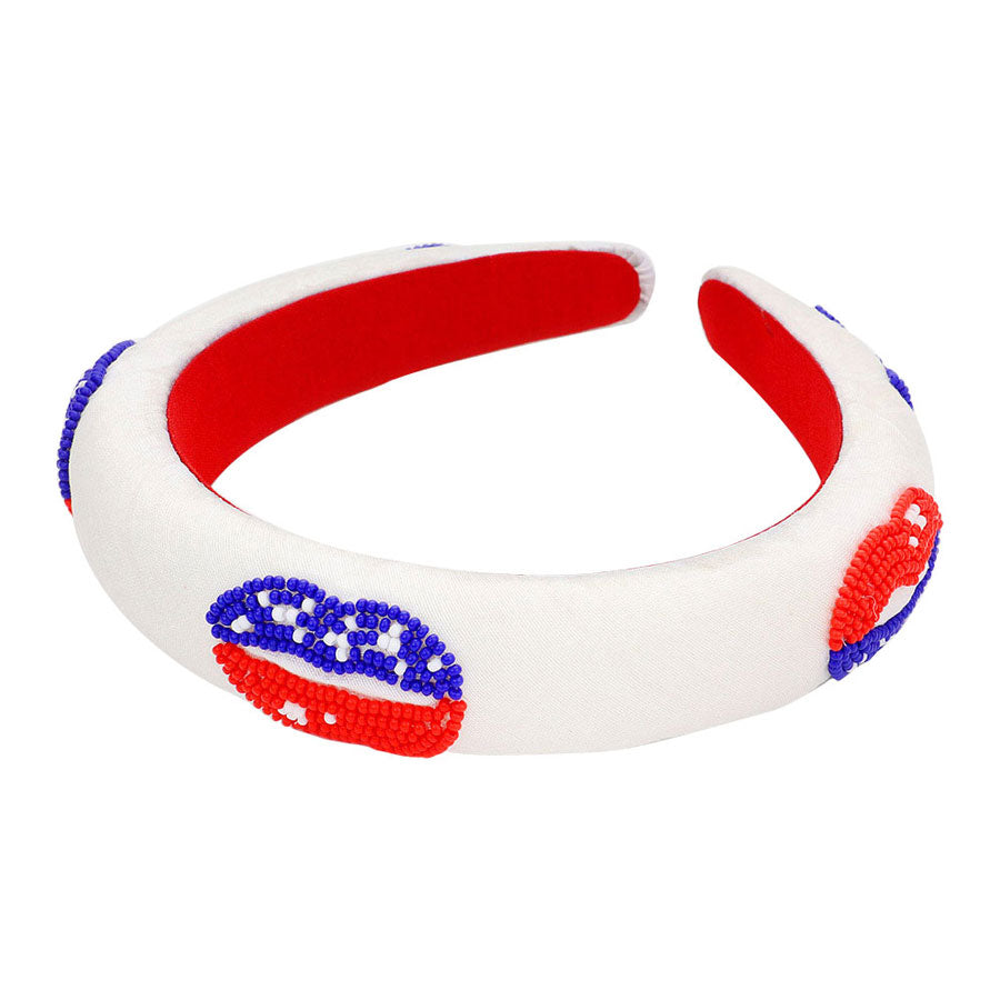 American USA Flag Lip Beaded Headband from Madeline Love