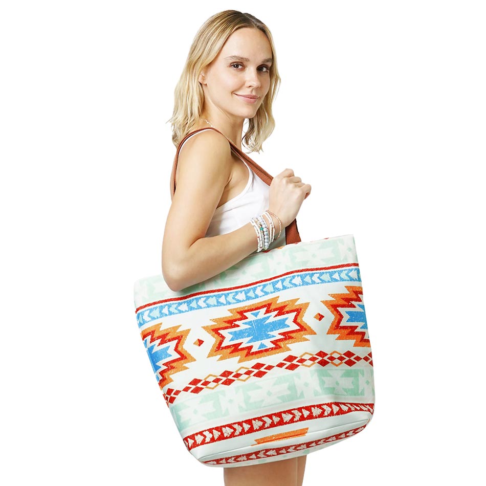 Aztec Patterned Beach Tote Bag  from Madeline Love