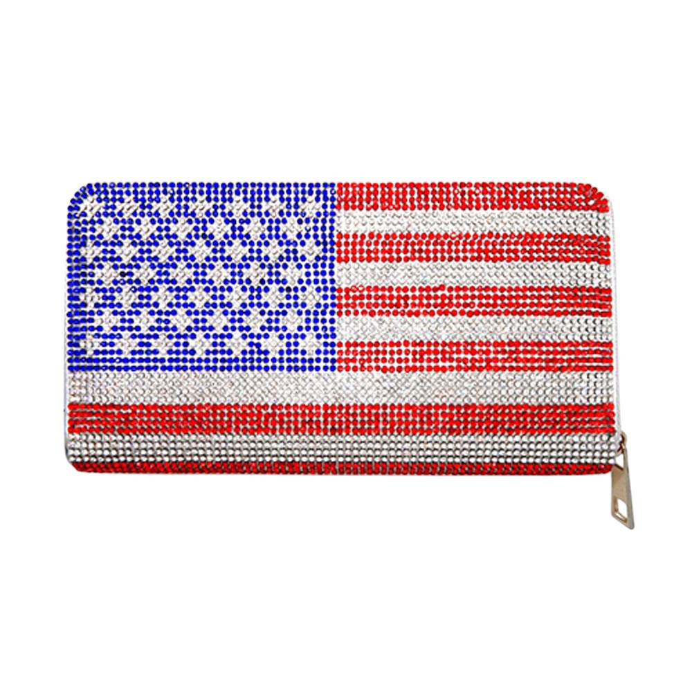 Bling American USA Flag Zipper Wallet  from Madeline Love