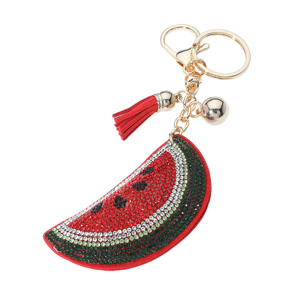 Bling Studded Watermelon Tassel Keychain from Madeline Love