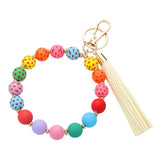 Heart Patterned Beaded Tassel Keychain  Bracelet from Madeline Love