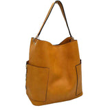 2-in-1 Chic Satchel Side Pocket Bucket Bag with Long Strap from Madeline Love