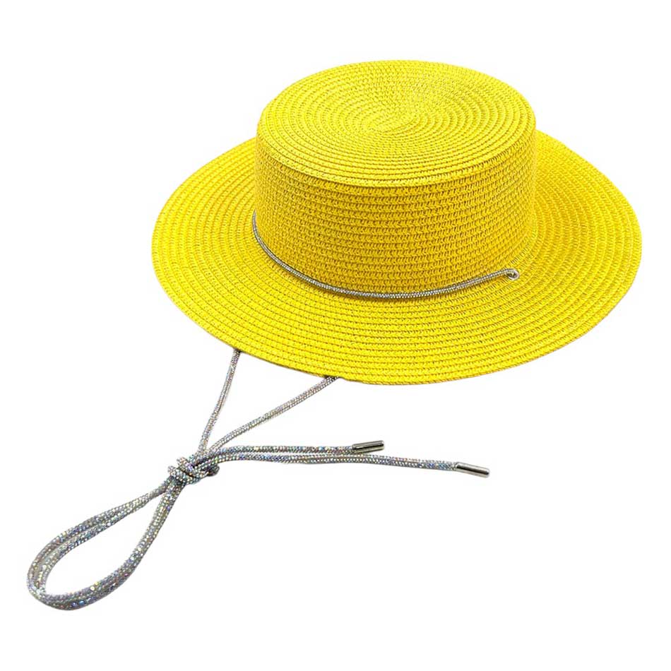 Bling Chin Tie Straw Sun Hat from Madeline Love