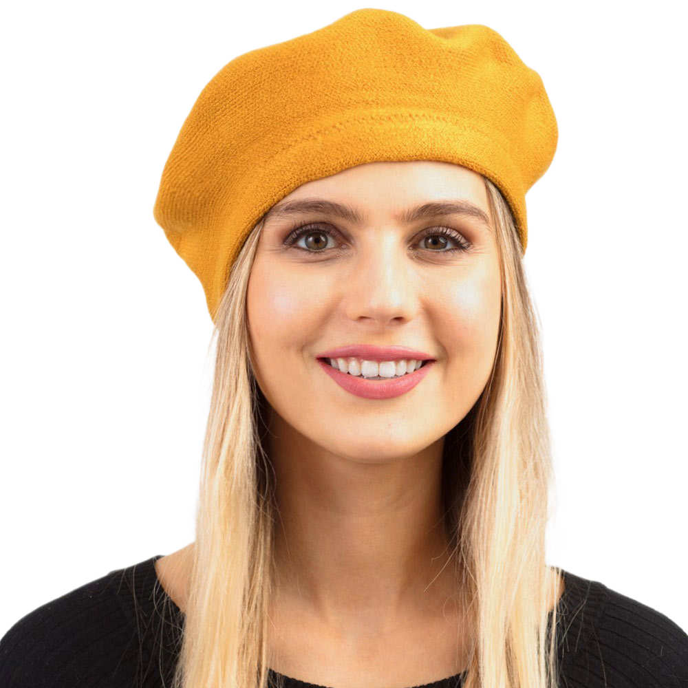 Trendy Fashionable Winter Stretchy Solid Beret Hat from Madeline Love