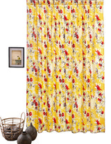 DaDa Bedding Set of 2 Radiant Sunshine Yellow Floral Window Curtain Panels - Natural Semi Sheer Hummingbirds Farmhouse Red Flowers Straight Tailored Edge from DaDalogy Bedding Collection
