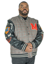 M4315 Vercelli Plaid Varsity Jacket - Black From Makobi Jeans USA