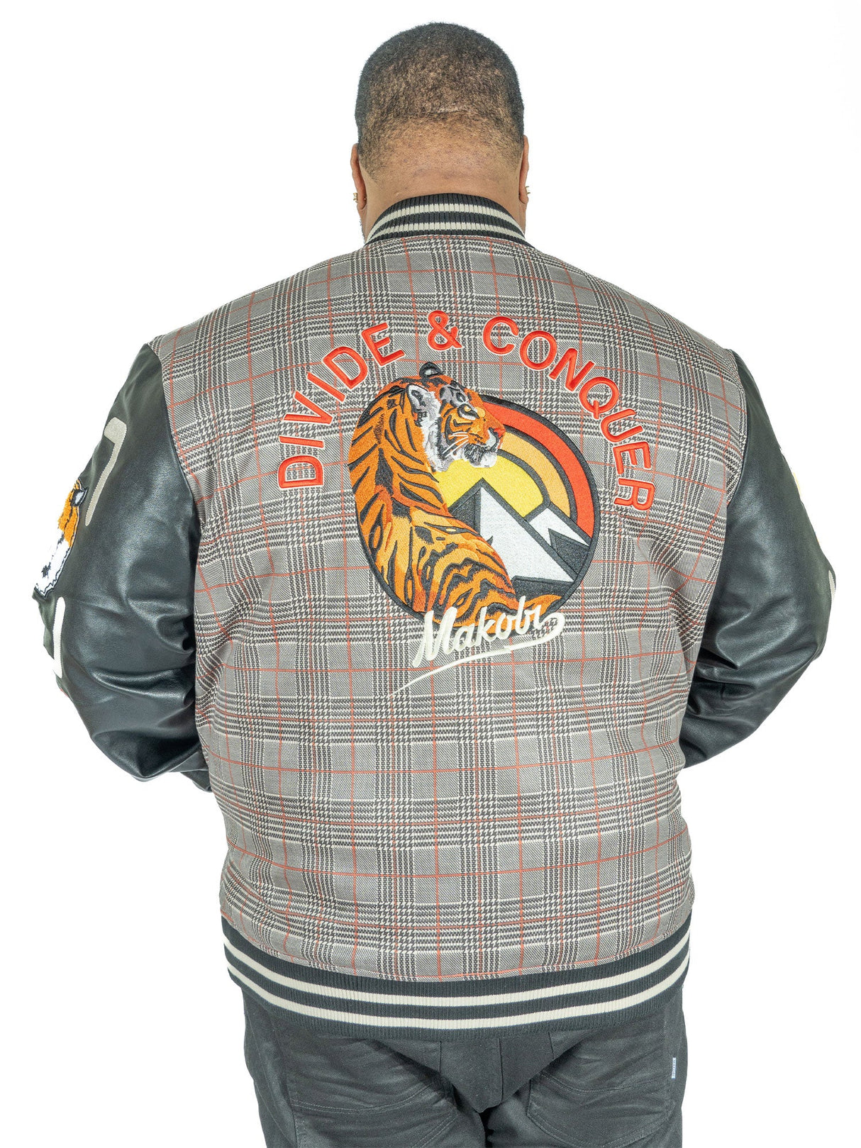 M4315 Vercelli Plaid Varsity Jacket - Black From Makobi Jeans USA
