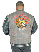 M4315 Vercelli Plaid Varsity Jacket - Black From Makobi Jeans USA