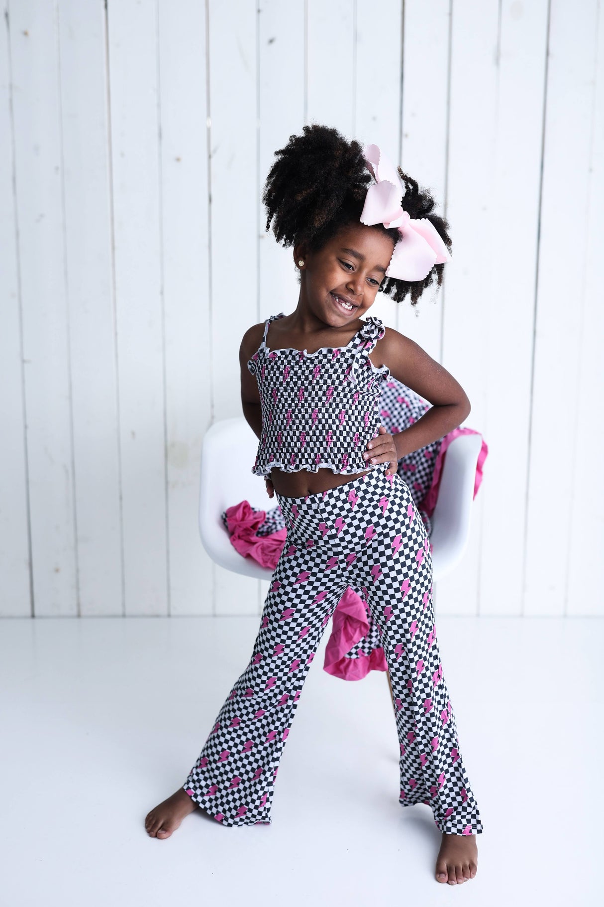 FIERCE CHECKZZZ DREAM SMOCKED FLARE SET from DREAM BIG LITTLE CO