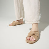 Nadia Slide Sandal in Oat Suede from Yosi Samra