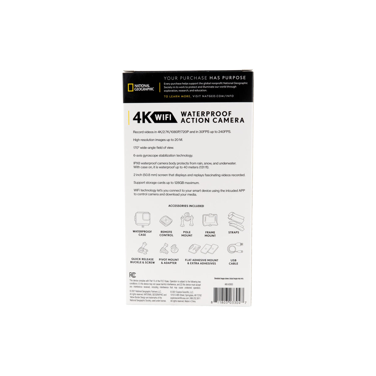 National Geographic 4K Waterproof Action Camera with WiFi from Explore Scientific