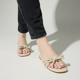 Nicole Bow Slide Sandal in Bone from Yosi Samra