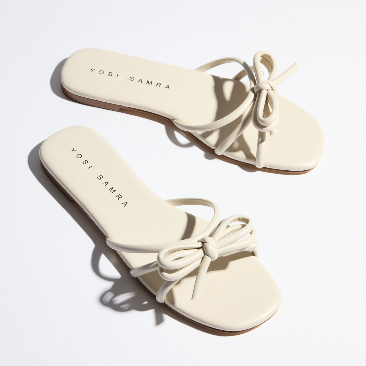 Nicole Bow Slide Sandal in Bone from Yosi Samra