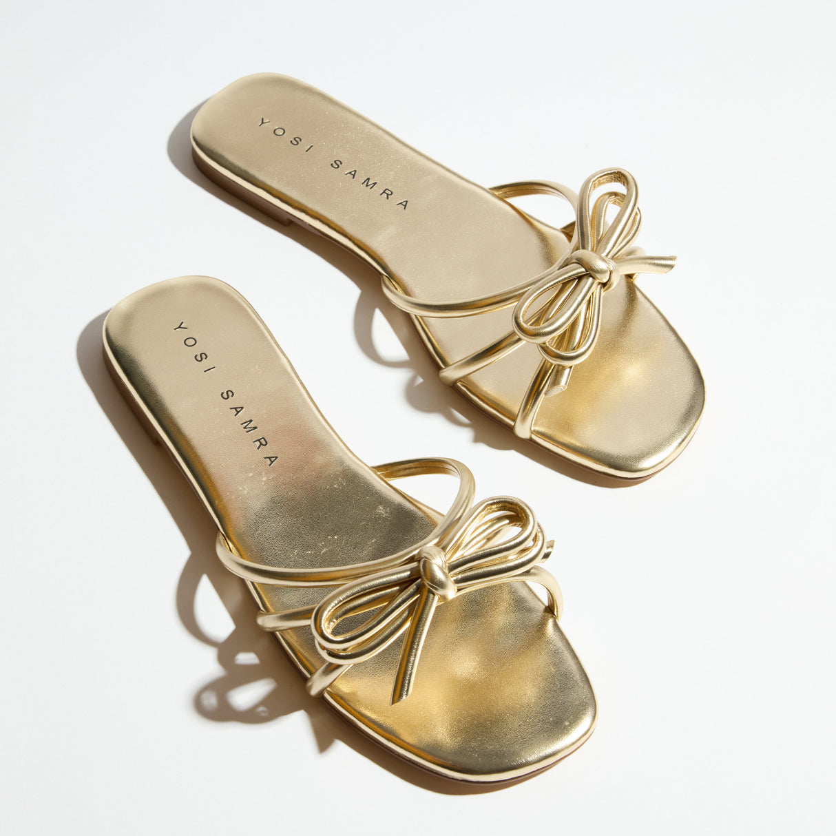 Nicole Bow Slide Sandal in Gold from Yosi Samra