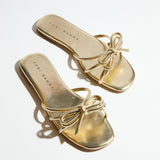 Nicole Bow Slide Sandal in Gold from Yosi Samra