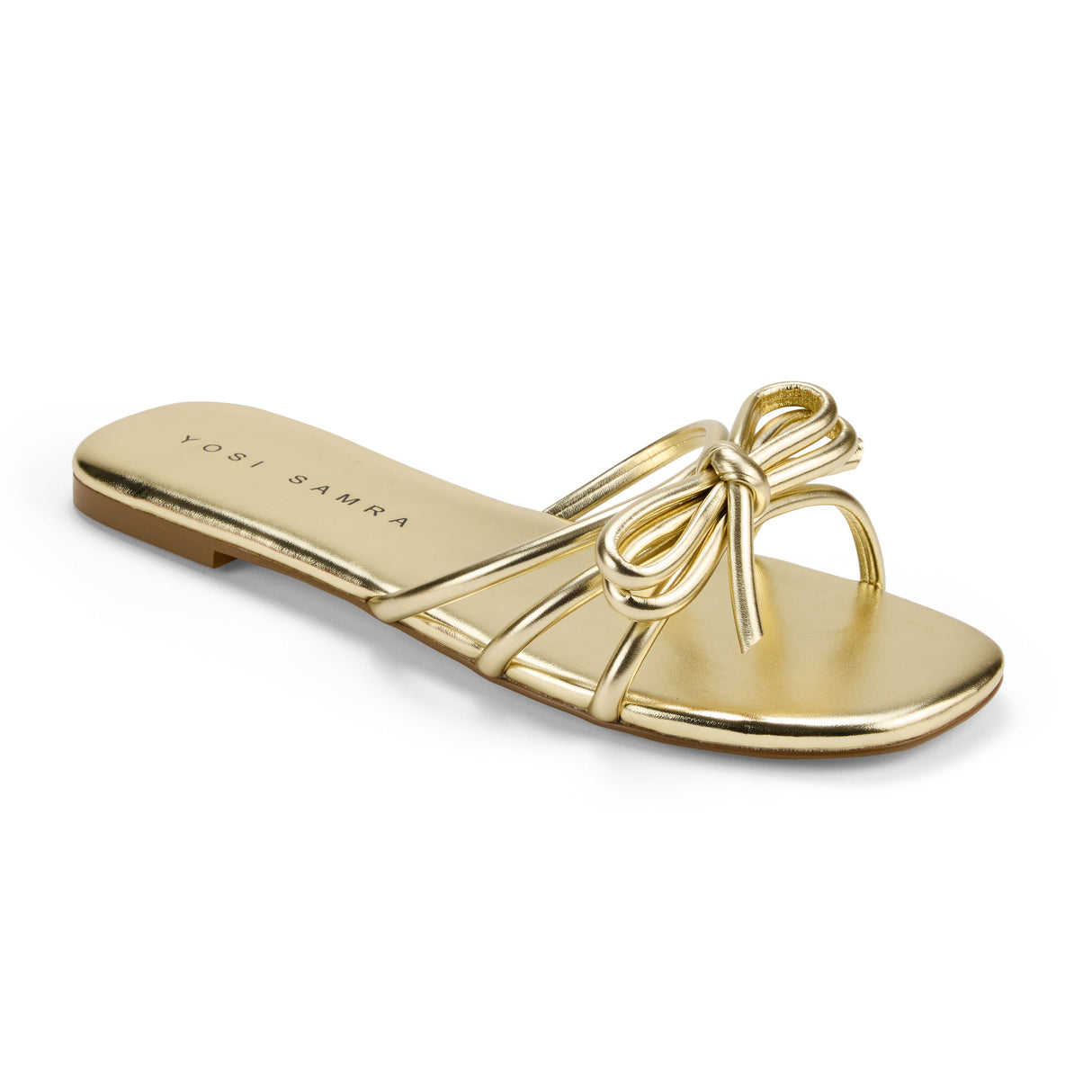 Nicole Bow Slide Sandal in Gold from Yosi Samra