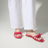 Nicole Bow Slide Sandal in Raspberry from Yosi Samra