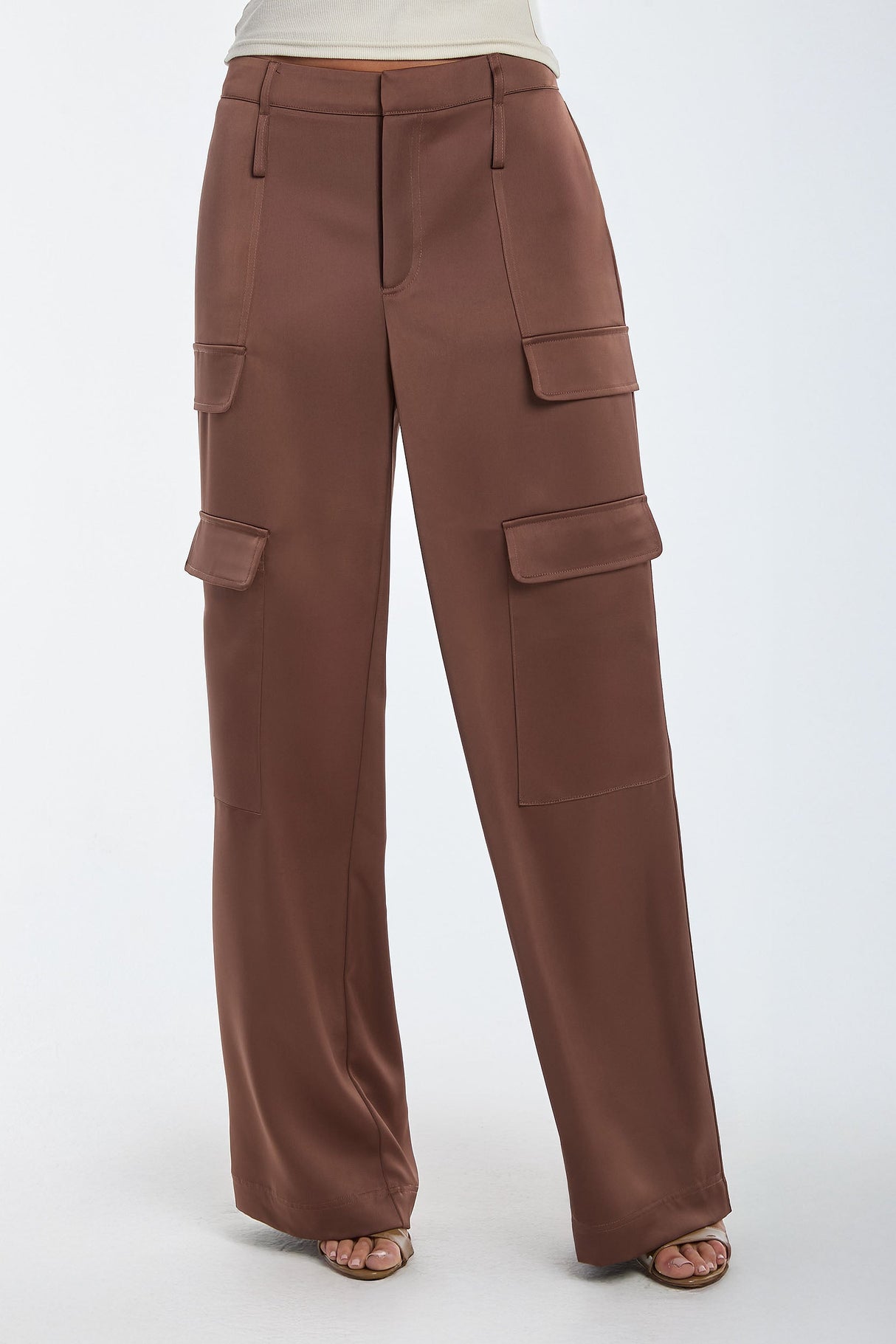 Milan Satin Cargo Pant - Mocha From Noli Yoga