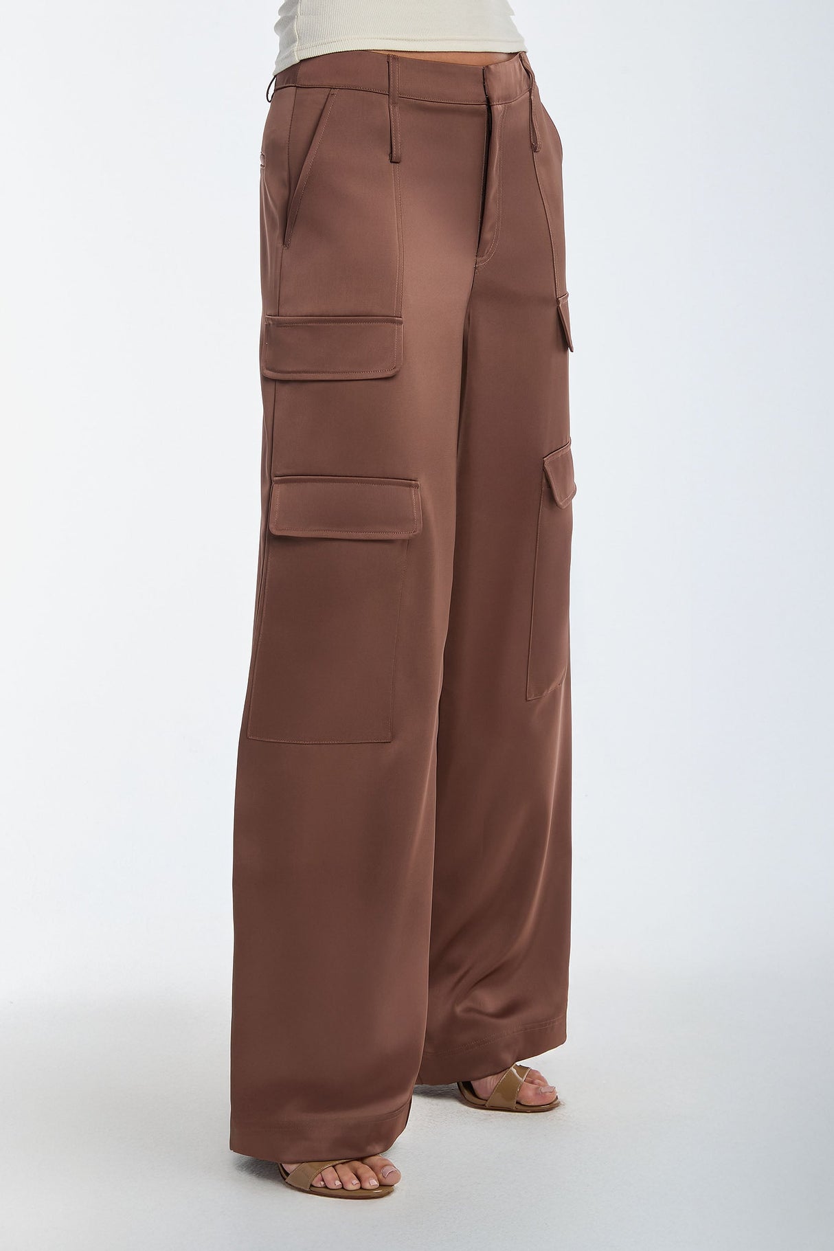 Milan Satin Cargo Pant - Mocha From Noli Yoga