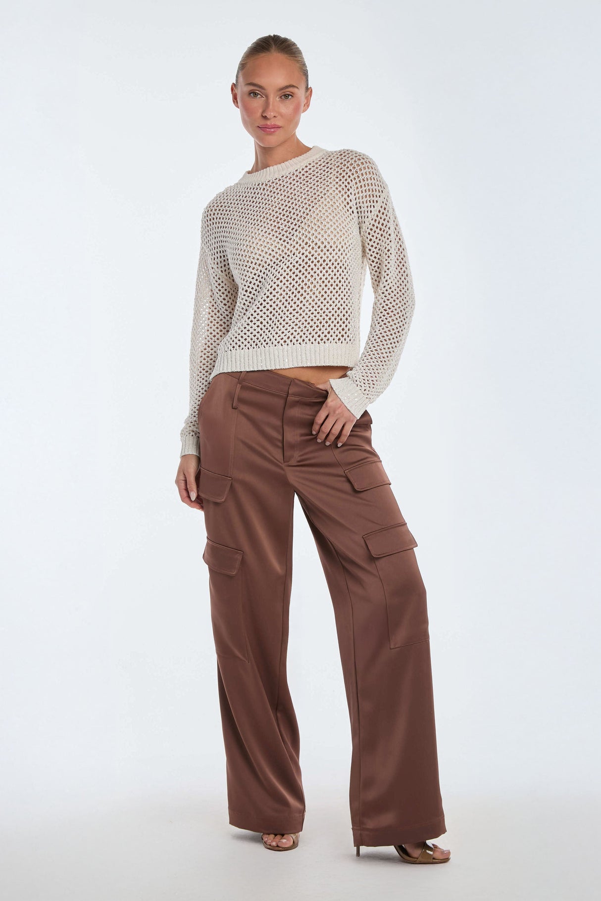 Milan Satin Cargo Pant - Mocha From Noli Yoga