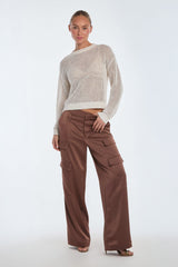 Milan Satin Cargo Pant - Mocha From Noli Yoga