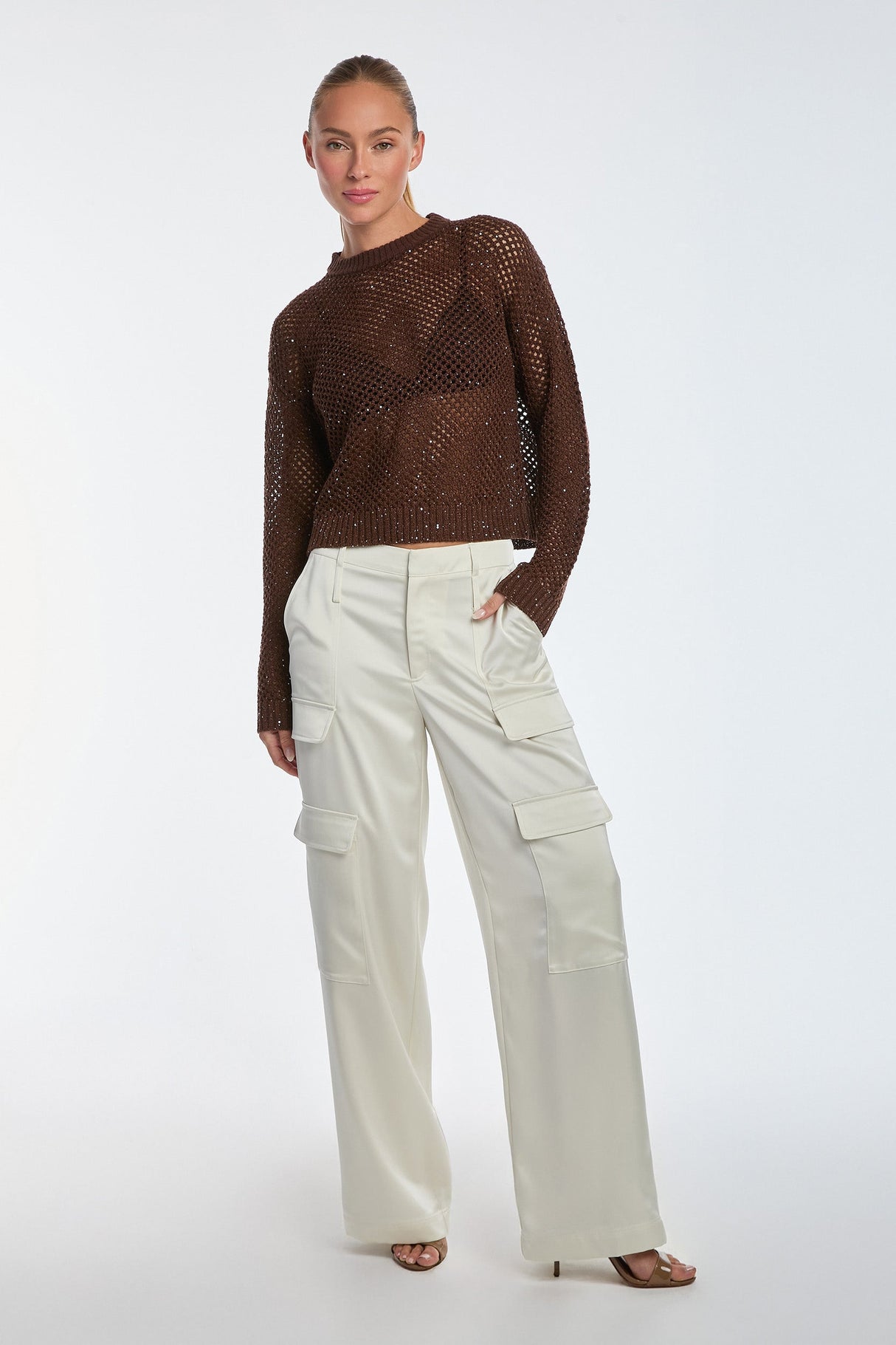Milan Satin Cargo Pant - Pearl From Noli Yoga
