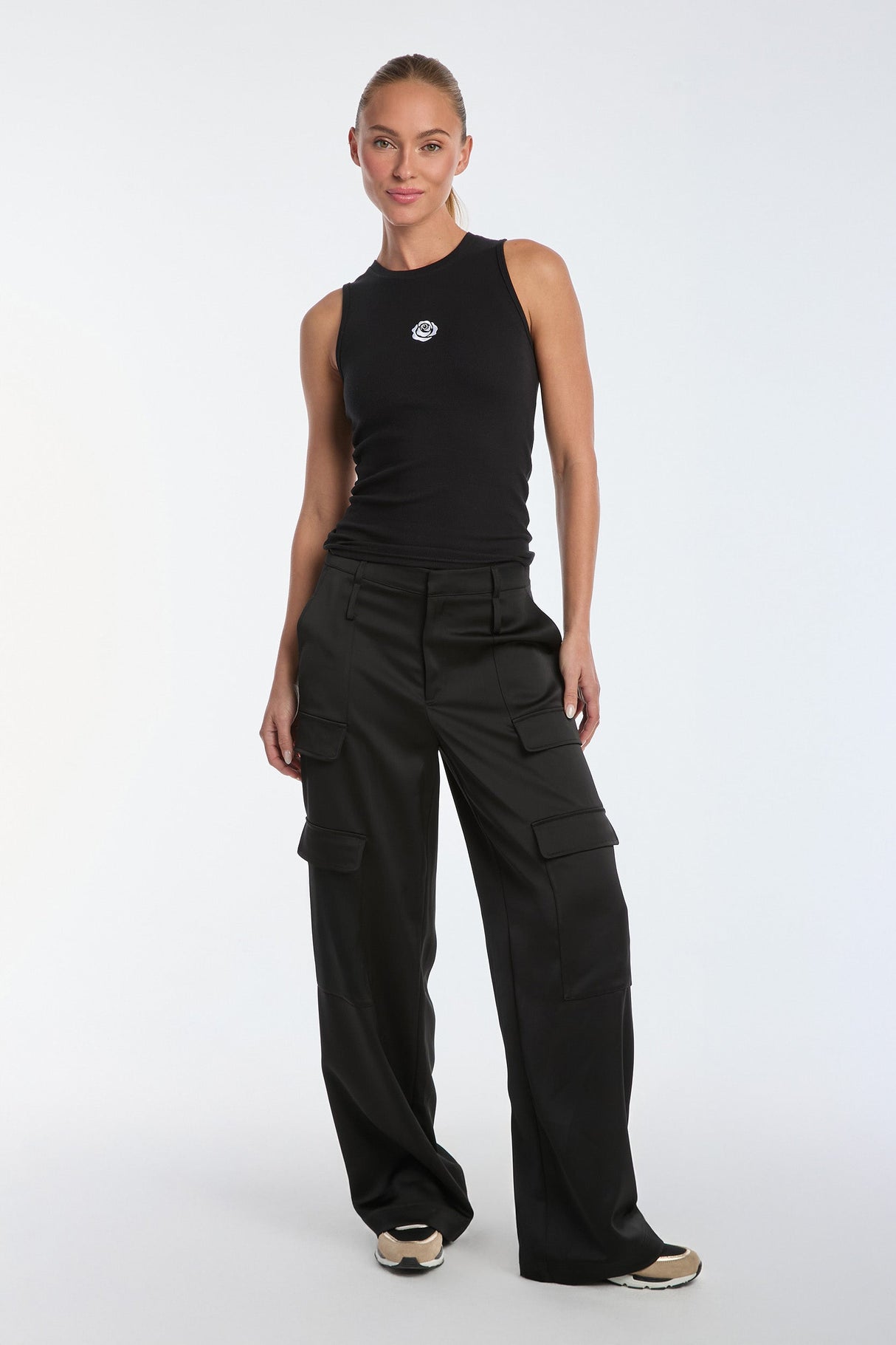 Milan Satin Cargo Pant - Black From Noli Yoga