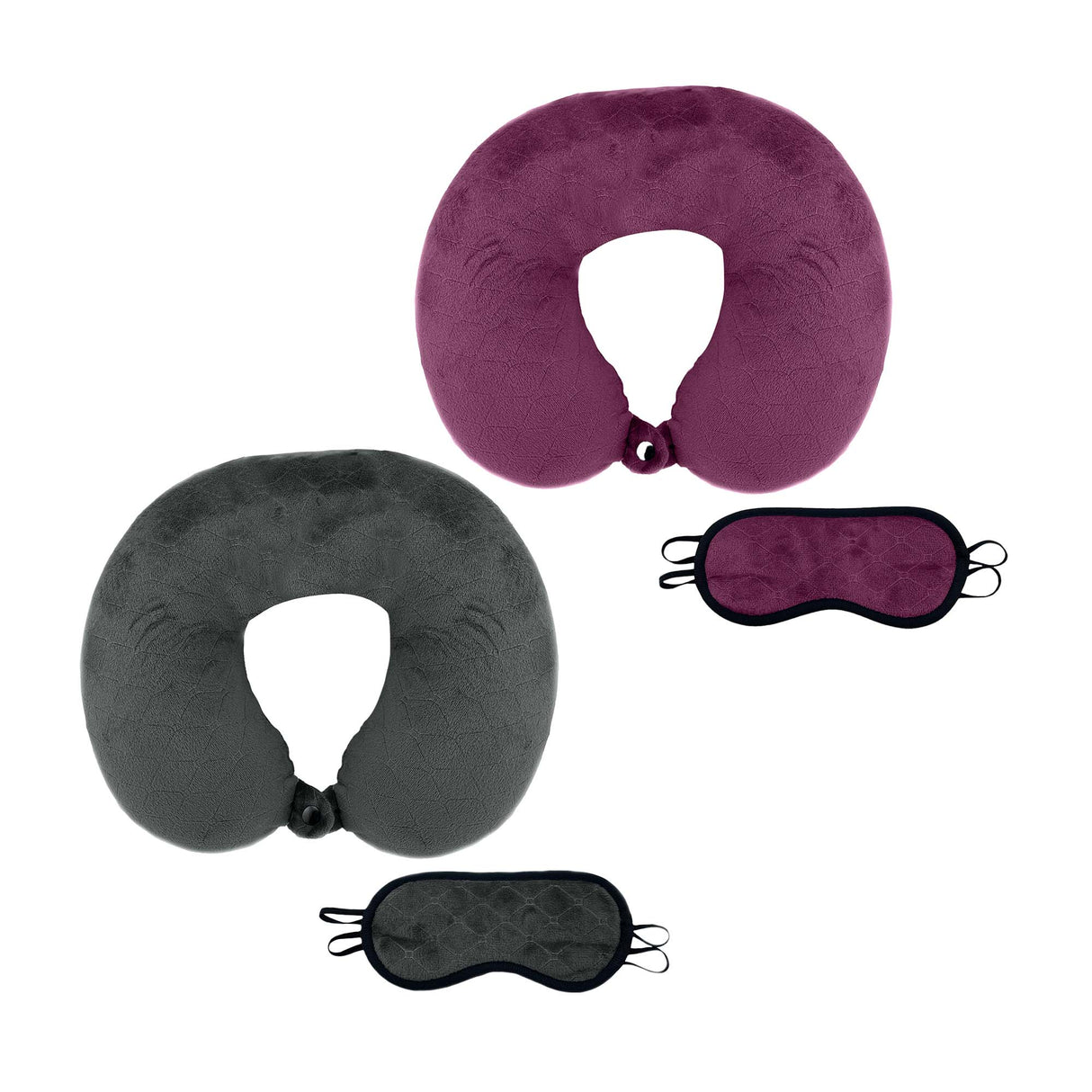 2 Memory Foam Travel Pillows with Sleep Masks – Ultimate Comfort for Couples on the Go from Pursonic