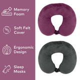 2 Memory Foam Travel Pillows with Sleep Masks – Ultimate Comfort for Couples on the Go from Pursonic