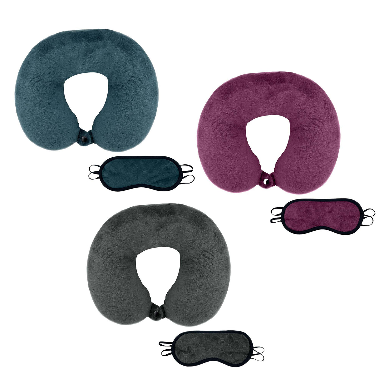 3 Memory Foam Travel Pillows with Sleep Masks from Pursonic