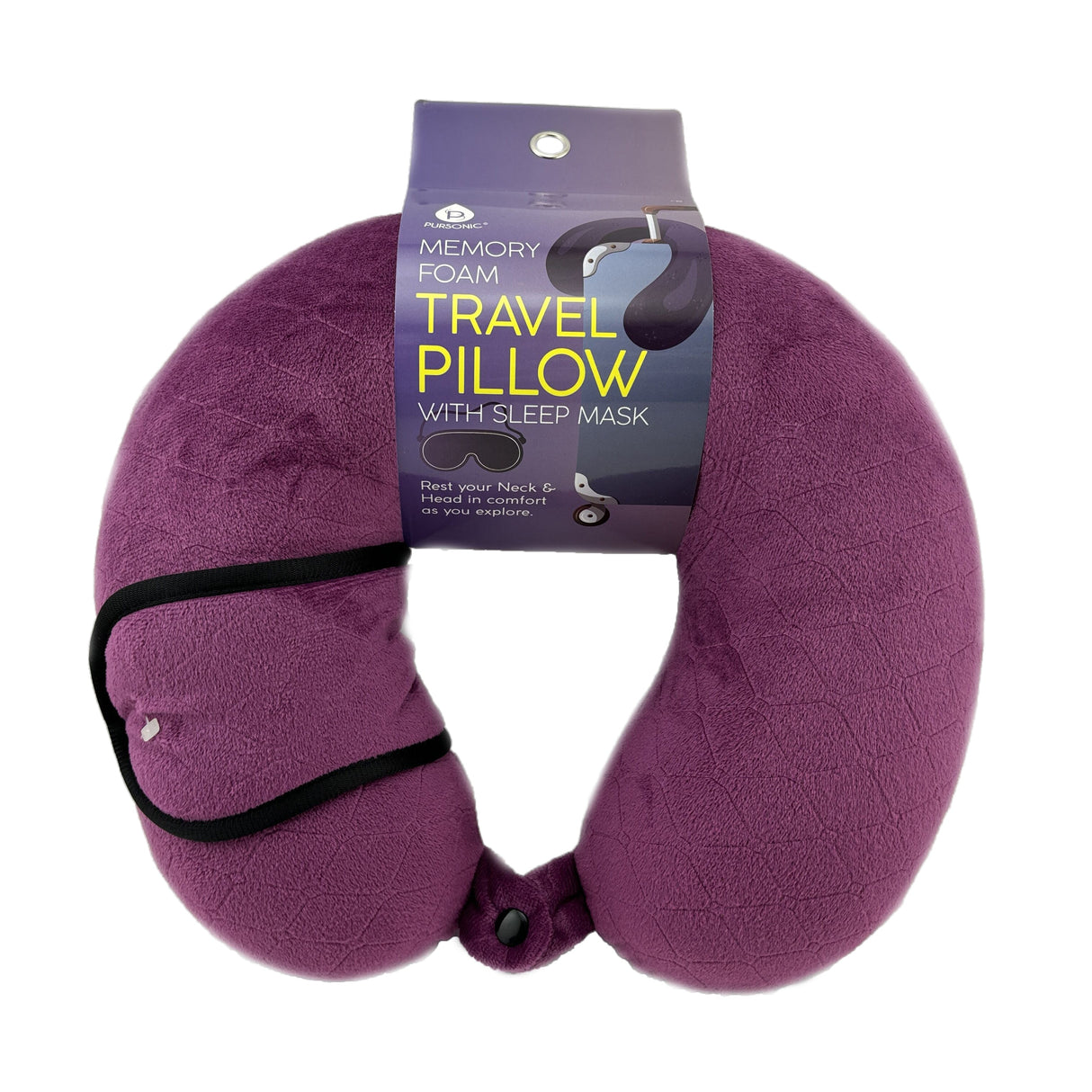 Memory Foam Travel Pillow with Sleep Mask from Pursonic