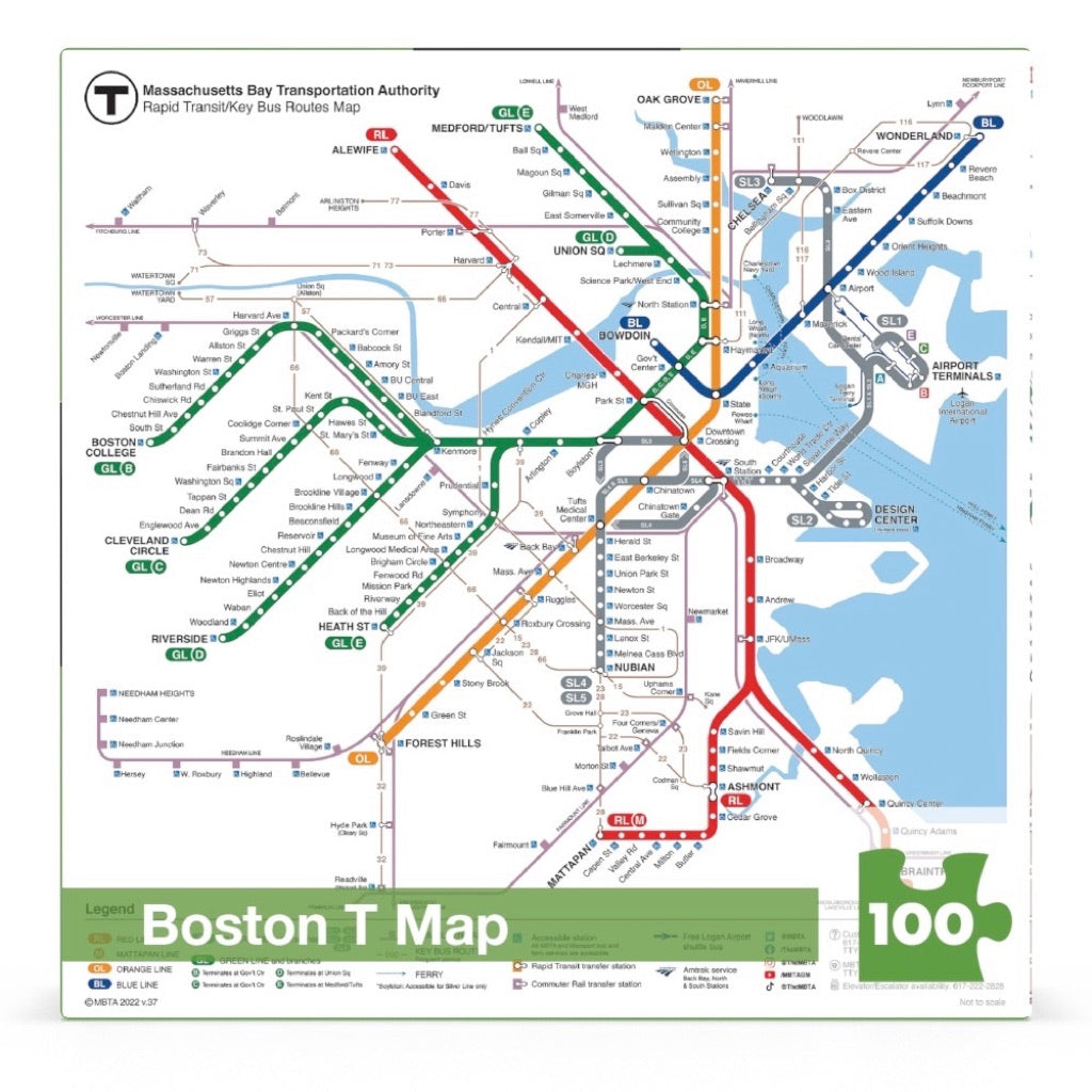 Boston T Map Mini From New York Puzzle Company