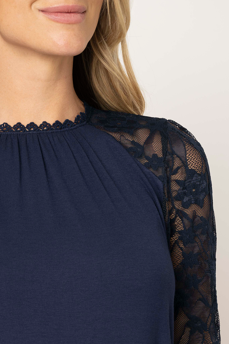 Cyndi Mixed Knit Lace Top From Gibsonlook