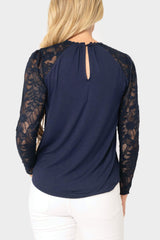 Cyndi Mixed Knit Lace Top From Gibsonlook