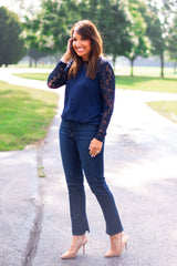 Cyndi Mixed Knit Lace Top From Gibsonlook