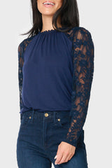 Cyndi Mixed Knit Lace Top From Gibsonlook