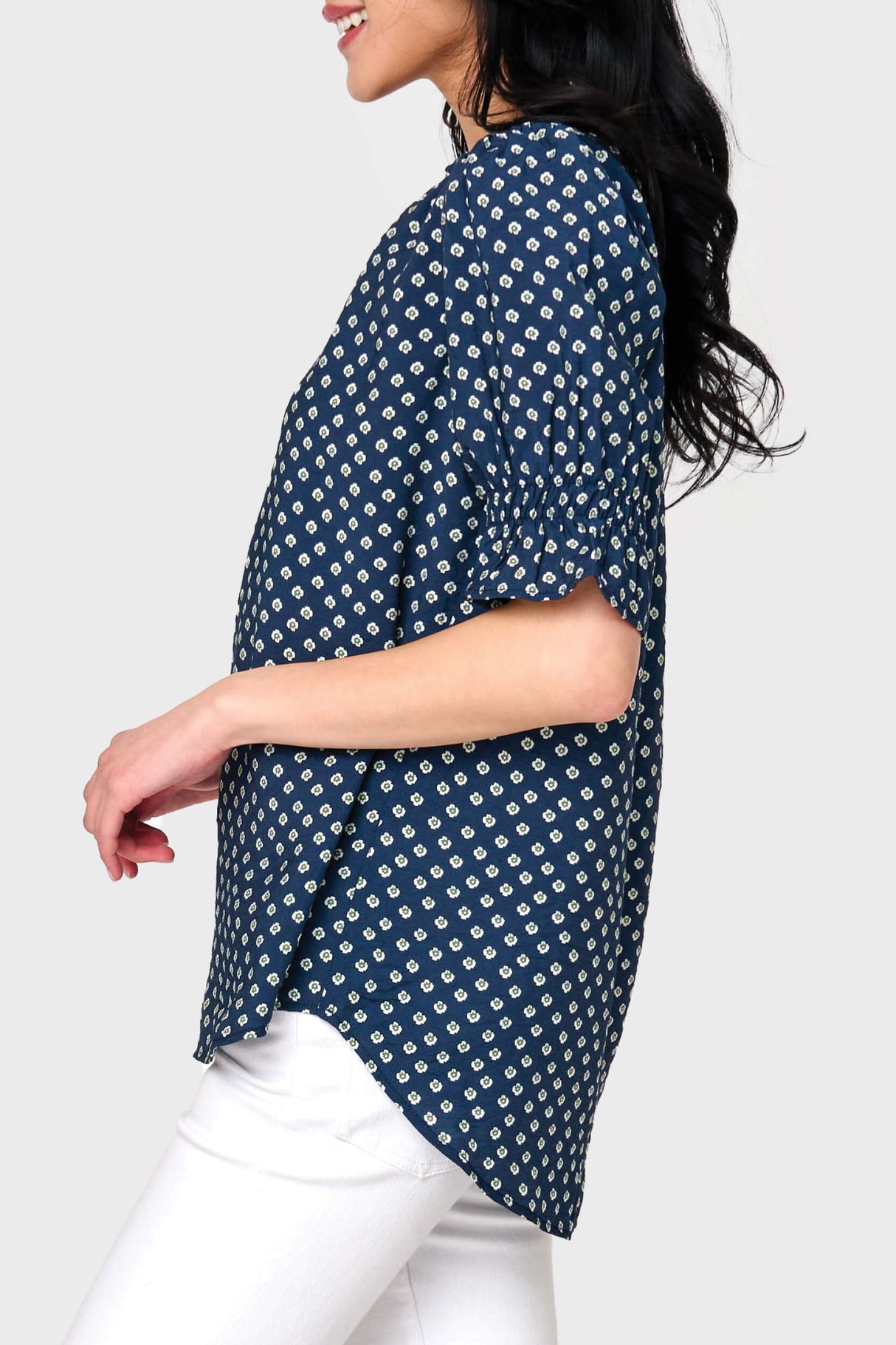 Dianthus Henley Puff Sleeve Blouse from Gibsonlook