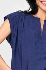Cap Sleeve Notch Neck Blouse from Gibsonlook
