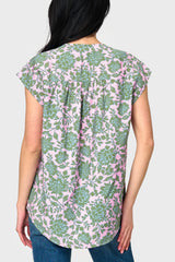 Cap Sleeve Notch Neck Blouse from Gibsonlook