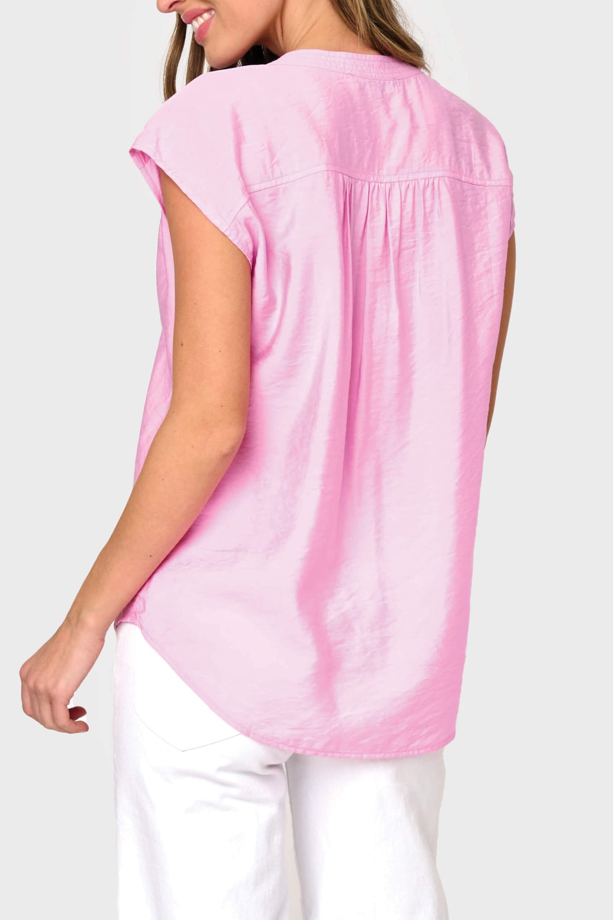 Cap Sleeve Notch Neck Blouse from Gibsonlook