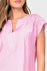 Cap Sleeve Notch Neck Blouse from Gibsonlook
