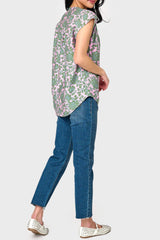 Cap Sleeve Notch Neck Blouse from Gibsonlook