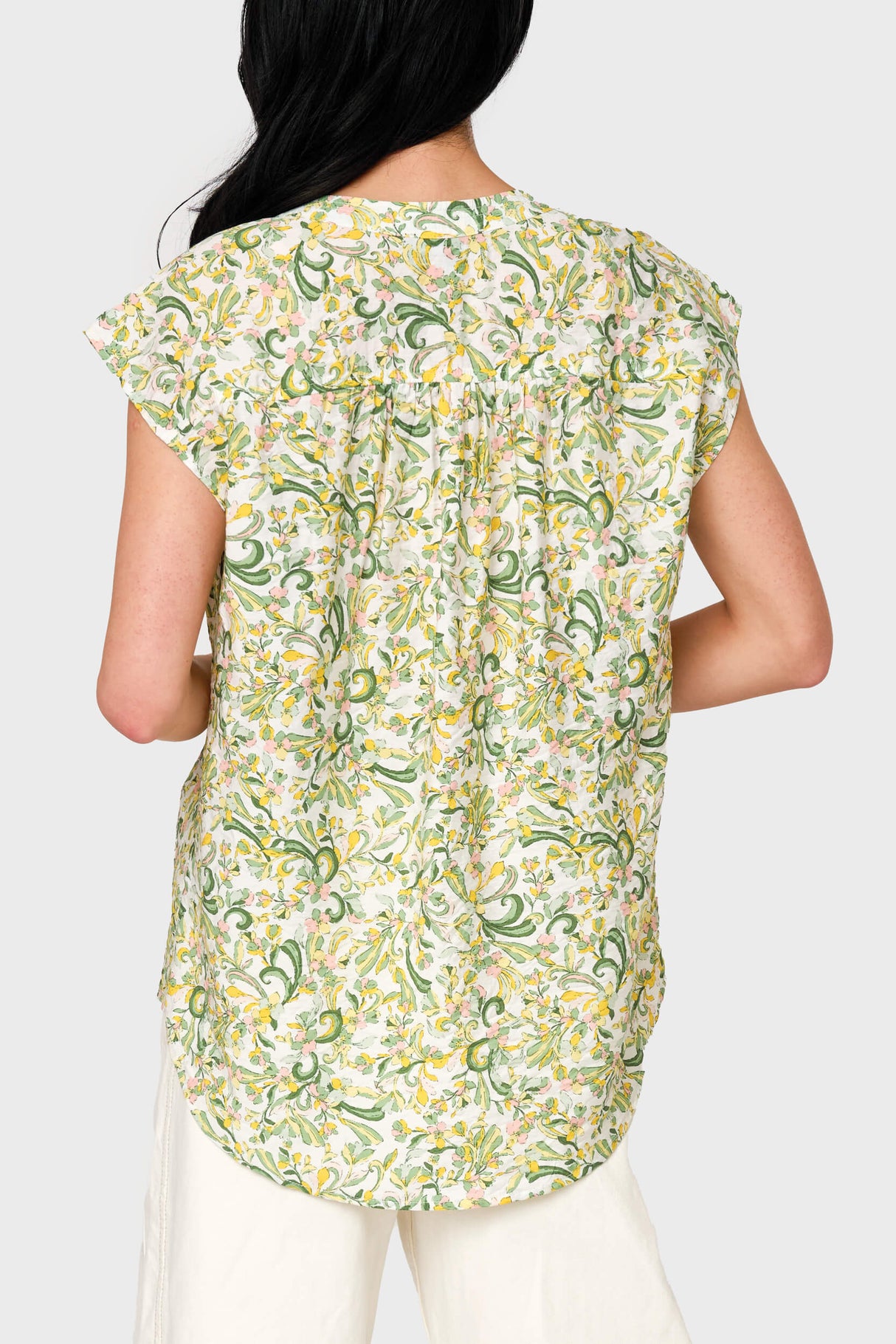 Cap Sleeve Notch Neck Blouse from Gibsonlook